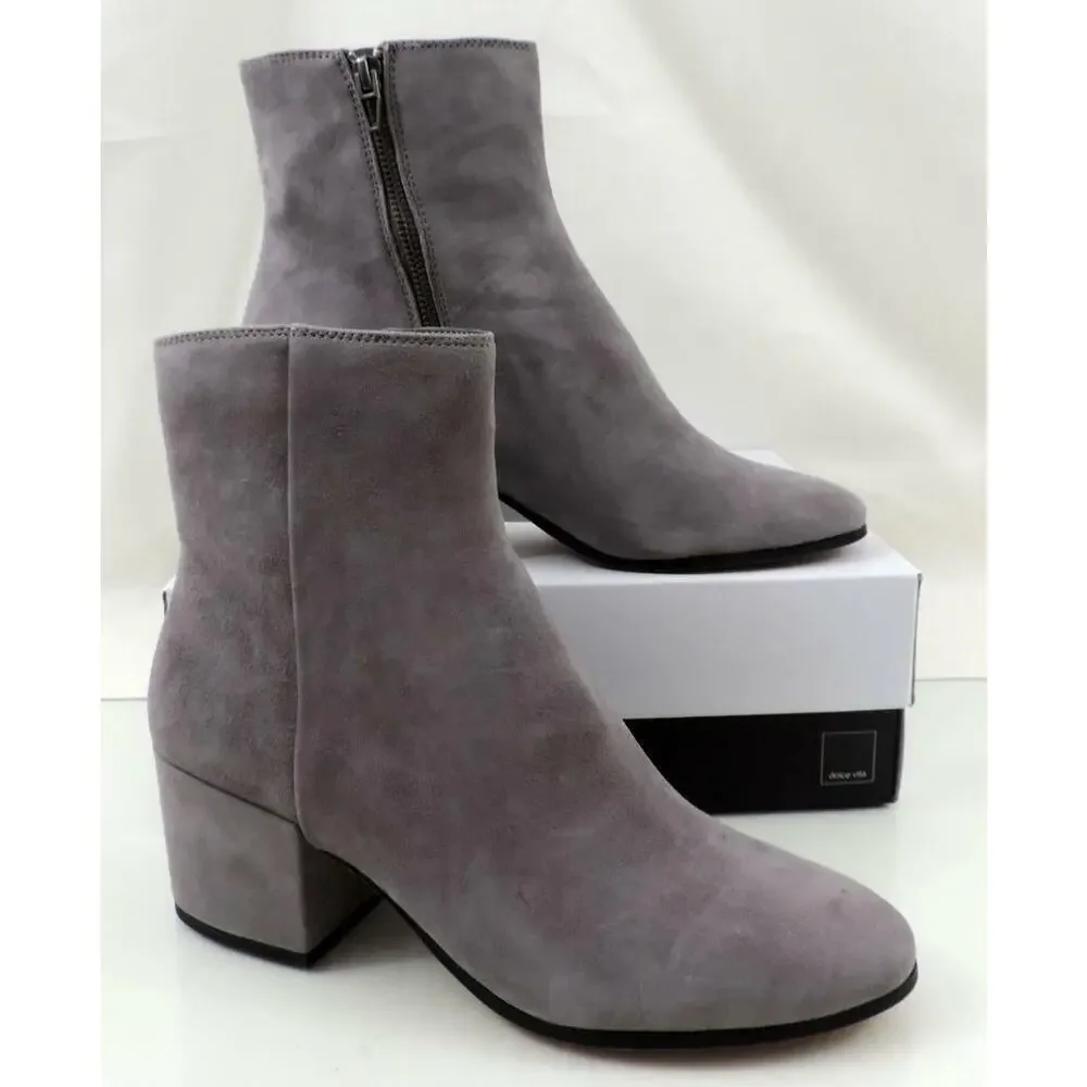 Women's Shoes Dolce Vita Maude Block Heel Ankle Boots Smoke Grey Suede